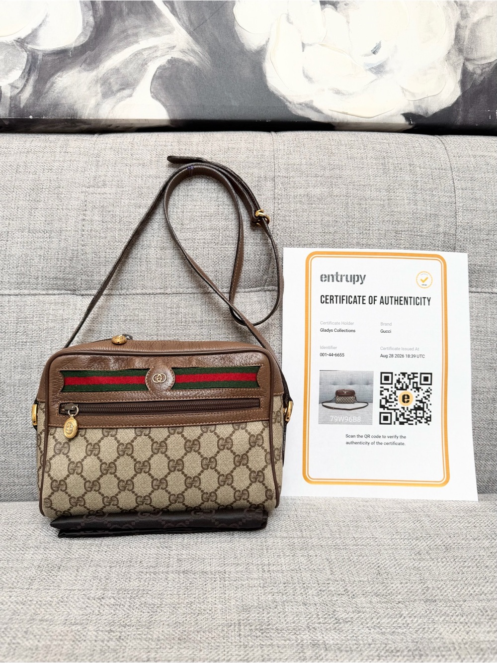 💚Gucci Ophidia GG Supreme Sherry Web Crossbody Shoulder Bag✨